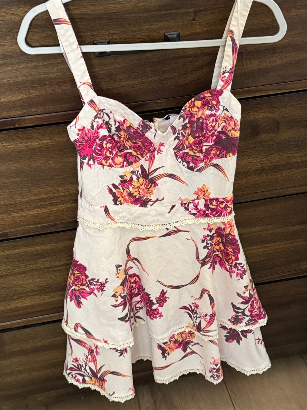 Chelsea28 Pink & Cream Floral Lace-Trim Chemise
